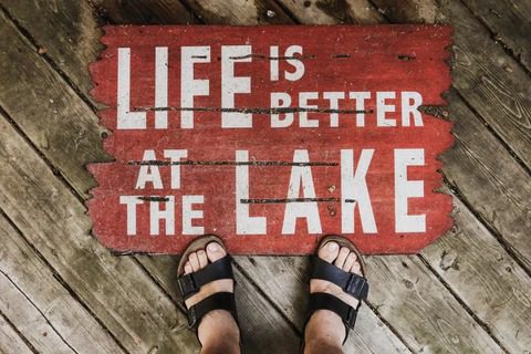 life is better at the lake wooden banner